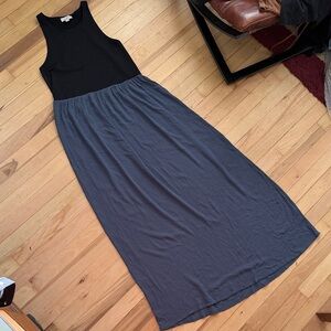 LOFT Black and Gray Maxi Dress